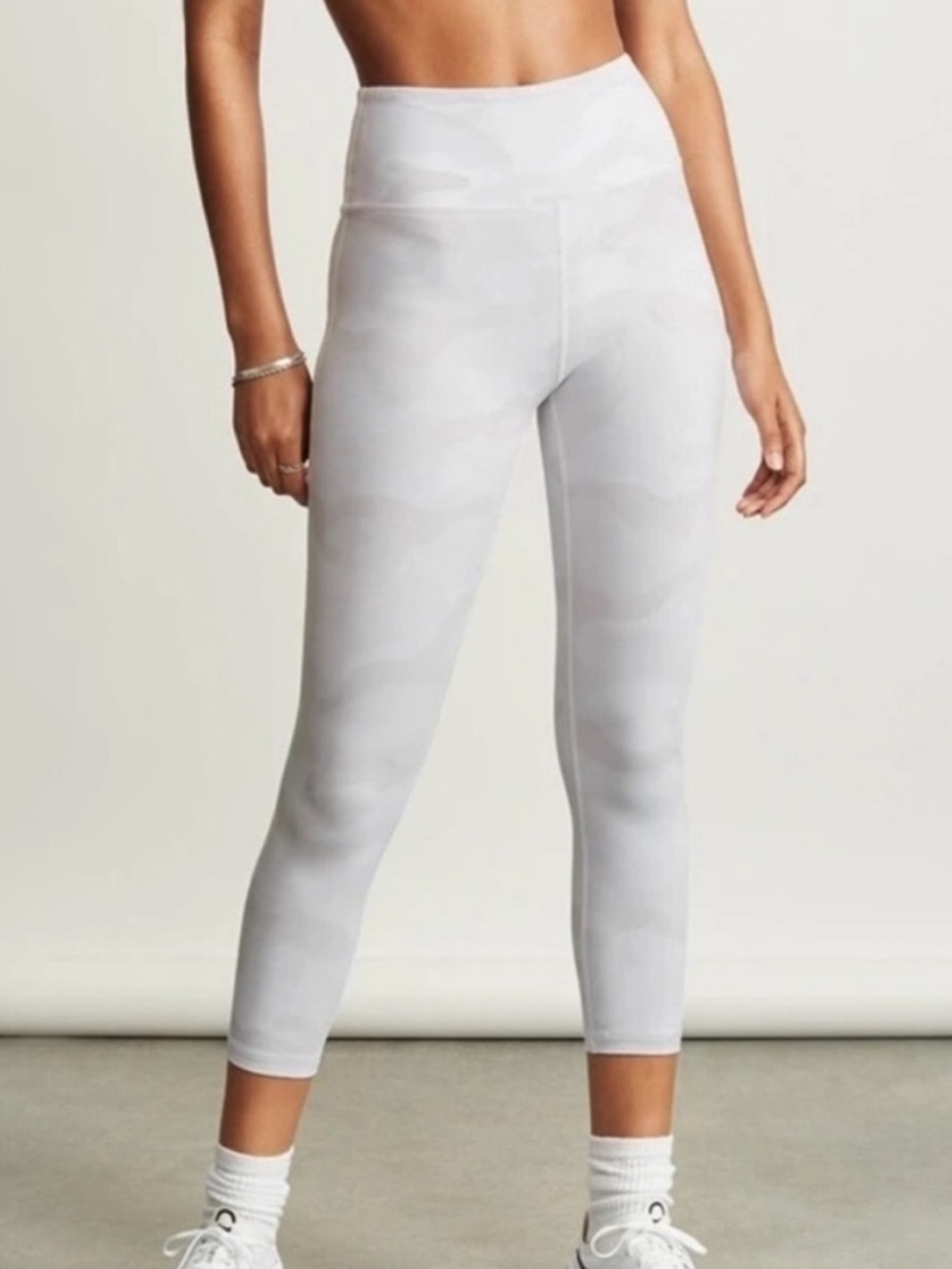 lilybod Whitley High-Waist Whisper Camo Ankle Cropped Leggings White & Gray.